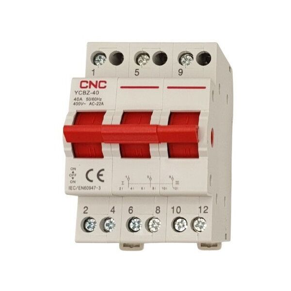 Μονοφασικός διακόπτης CNC YCBZ-40, 3P, 40A, 1-0-2