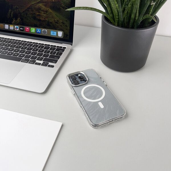 Θήκη με γκλίτερ Glitter Case με MagSafe για iPhone 16e - λευκό