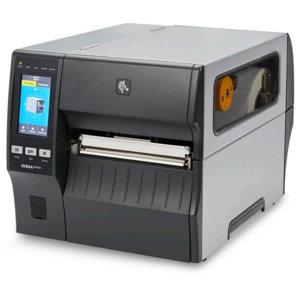 TT Printer ZT421| 6", 203 dpi, Euro and UK Cord, Serial, USB, 10/100 Ethernet, Bluetooth 4.1/MFi, USB Host, Cutter w/ Catch Tray, EZPL