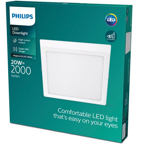 Φωτιστικό οροφής Philips Magneos DL252, τετράγωνο, λευκό, 2000 lm, 2700K