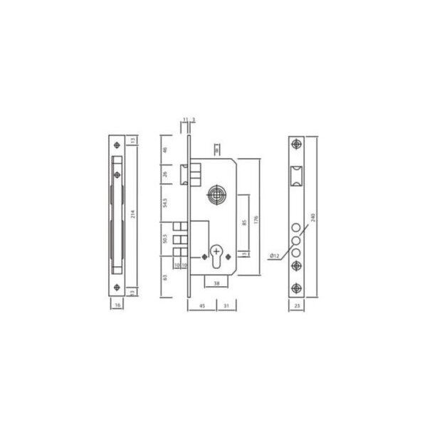 ΚΛΕΙΔΑΡΙΑ MORTISE 10152/3MR ΧΩΡΙΣ ΚΥΛΙΝ CP