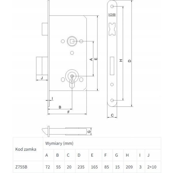 ΚΥΛΙΝΔΡΟΣ ΚΛΕΙΔΑΡΙΑΣ MORTISE Z7ABP 72/55 ΔΕΞΙΑ W ZN