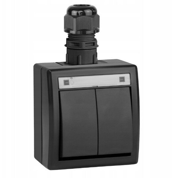 ΔΙΑΚΟΠΤΗΣ 5002-67 2GANG IP65 AQUANT ΜΑΥΡΟ