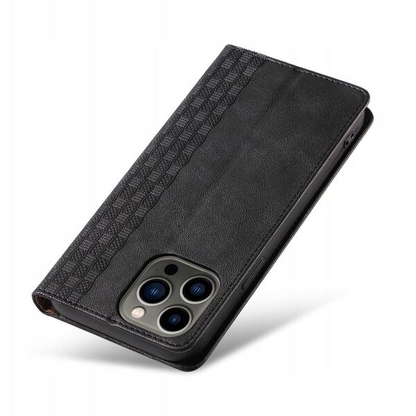 Θήκη Magnet Strap etui iPhone 14 Pro κάλυμμα με καπάκι πορτοφόλι mini λουράκι βάση μαύρο
