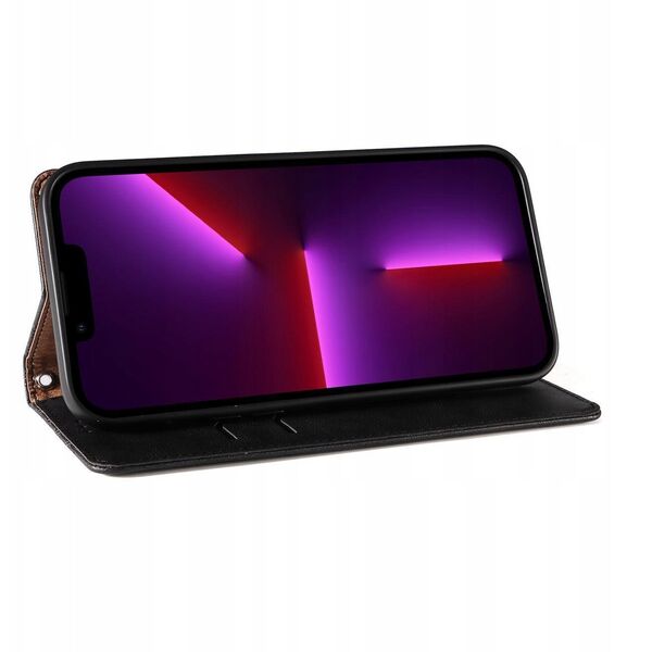 Θήκη Magnet Strap etui iPhone 14 Pro κάλυμμα με καπάκι πορτοφόλι mini λουράκι βάση μαύρο