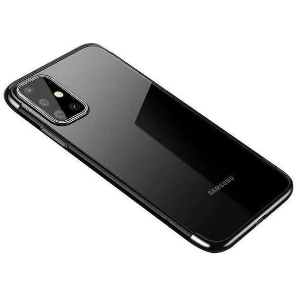Διαφανής θήκη ζελέ με μεταλλικό πλαίσιο Samsung Galaxy A72 4G μαύρο