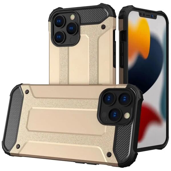 Υβριδική Θήκη Θωράκισης pancerne hybrydowe etui pokrowiec iPhone 13 Pro złoty