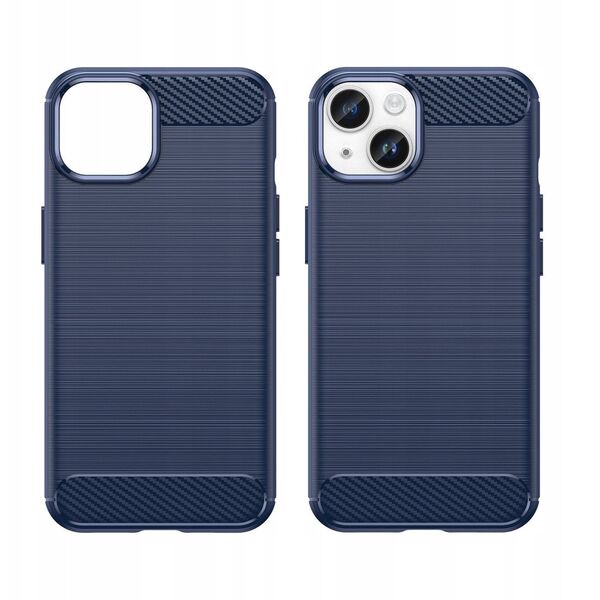 Θήκη Carbon etui iPhone 14 εύκαμπτη ζελατινώδης θήκη για πίσω μπλε