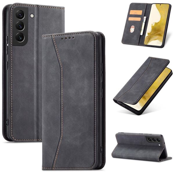 Θήκη Magnet Fancy Case Samsung Galaxy S23+ με καπάκι πορτοφόλι βάση στήριξης μαύρο