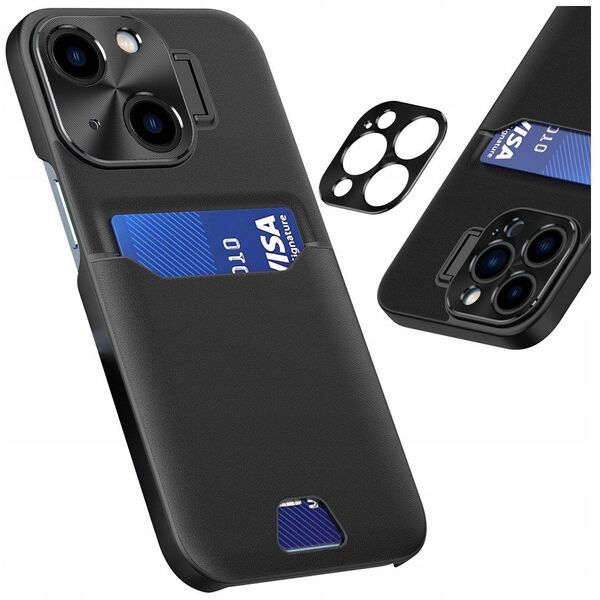 Δερμάτινη Θήκη Stand etui Samsung Galaxy S23 pokrowiec πορτοφόλι για κάρτα με βάση μαύρη