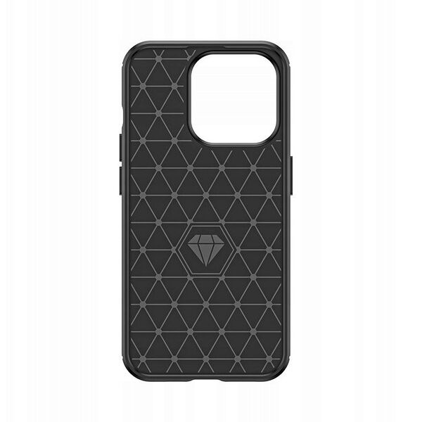 Ελαστική θήκη με σχέδιο ανθρακονήματος για iPhone 15 Pro Carbon Case - μαύρη