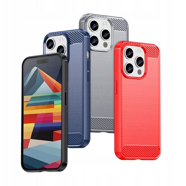 Ελαστική θήκη με σχέδιο ανθρακονήματος για iPhone 15 Pro Carbon Case - μαύρη