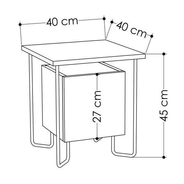 Νυχτερινό τραπεζάκι Kalune Design 776 (I), 45 εκ., σκούρο καφέ/μαύρο