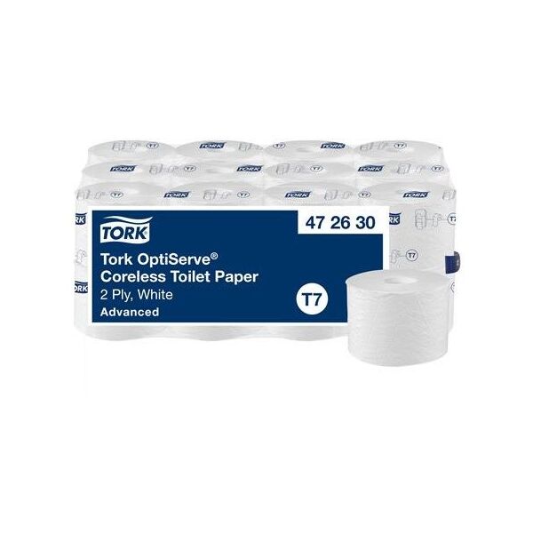 Tork OptiServe T7 Χαρτί υγείας χωρίς χιτώνιο προχωρημένο 2-στρώσεων 94,3μ 24 ρολά