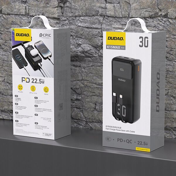 Dudao K15Max powerbank 30000mAh 22.5 Watt Μαύρο
