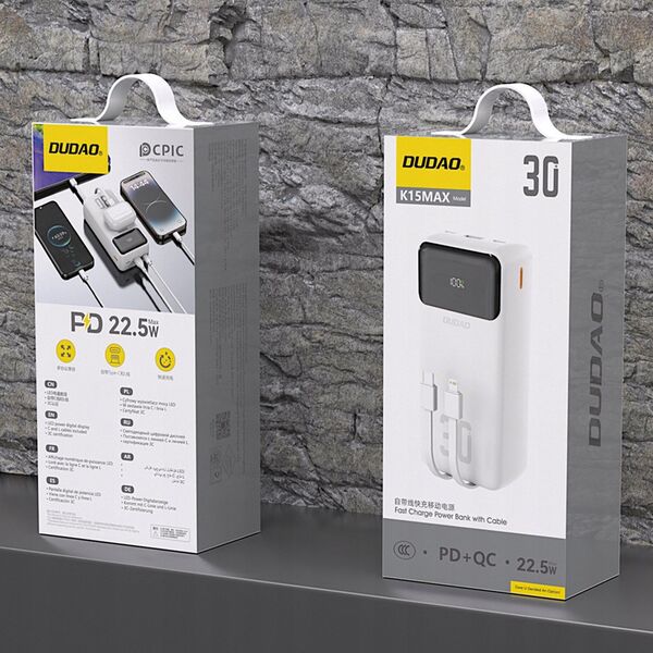 Dudao K15Max powerbank 30000mAh 22.5 Watt Λευκό