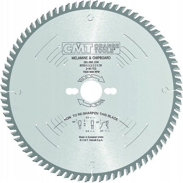 CMT ΔΙΣΚΟΣ ΠΡΙΟΝΙΟΥ HM 250x30x3.2/2.2 Z=80 ΓΙΑ ΛΑΜΙΝΑΤΕΣ.