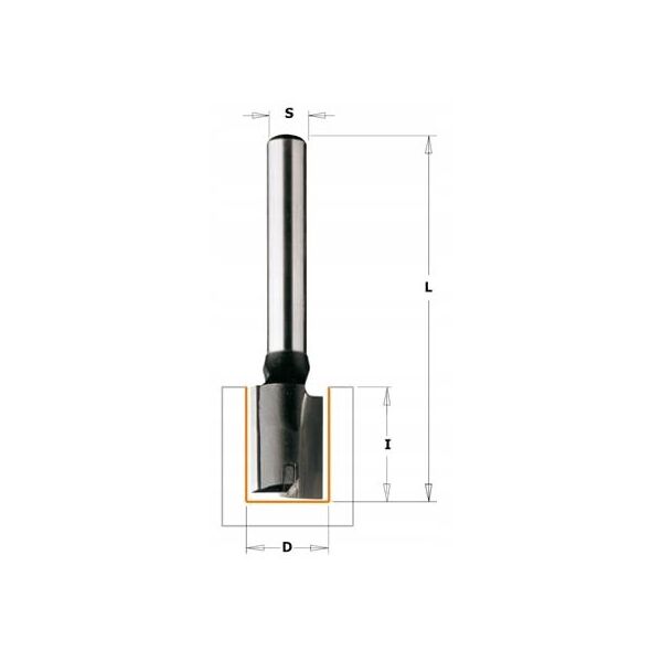 CMT HM CUTTER D=24 I=20 L=70 S=8... STRAIGHT, WITH DRILLING BLADE.