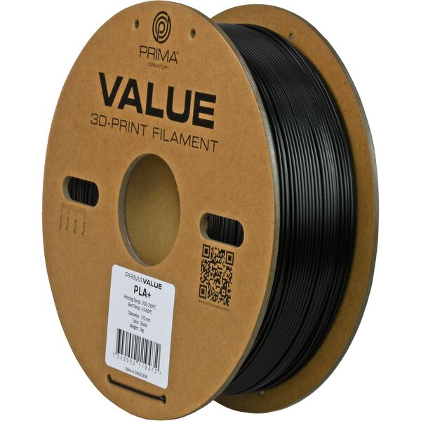 Νήμα PrimaValue PLA+ για 3D εκτυπωτή, 1.75 mm, ματ μαύρο
