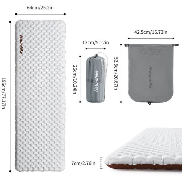 Materac NATUREHIKE tuye r 5.8 cnh22dz016 square regular wide-carbon silver