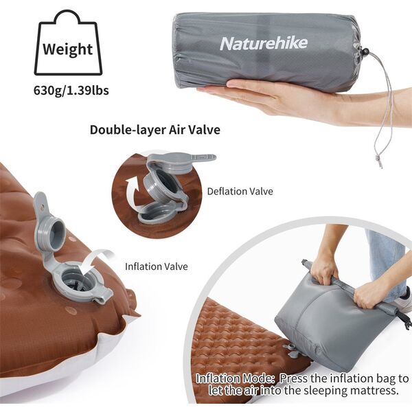 Στρώμα NATUREHIKE tuye r 5.8 cnh22dz016 τετράγωνο μακρύ φαρδύ-ανθρακί ασημί