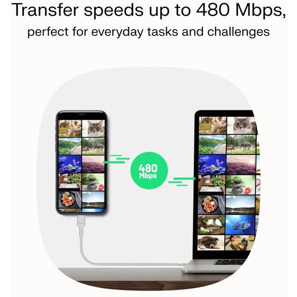 Καλώδιο Green Cell PowerStream USB Type-C Αρσενικό - USB Type-C Αρσενικό 100W Μέντα Πράσινο 0.3m 5904326376137