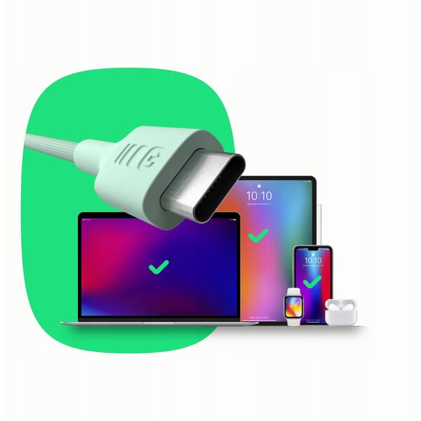 Καλώδιο Green Cell PowerFlex Γρήγορη Φόρτιση USB Type-C Αρσενικό - USB Type-C Αρσενικό 100W Λευκό 2m 5904326376212