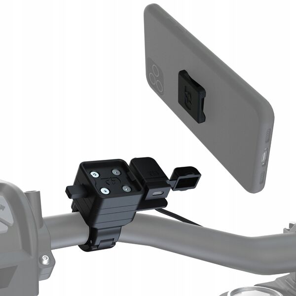 Πρόσθετος αντάπτορας CLIQR για τηλέφωνα με θύρα USB, τοποθετημένος στο τιμόνι OXFORD (μαύρο χρώμα)