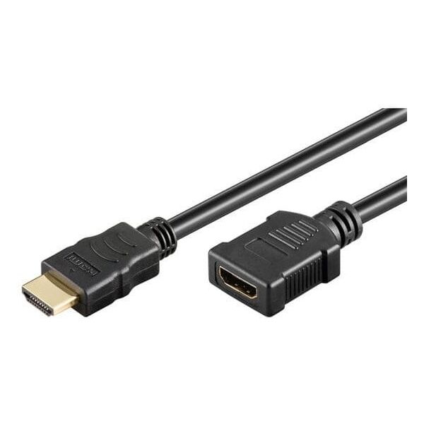 Przedłużacz do kabli video HDMI M - HDMI F, HDMI 2.0 - Premium High Speed, 5m, pozłacane złącza, czarny