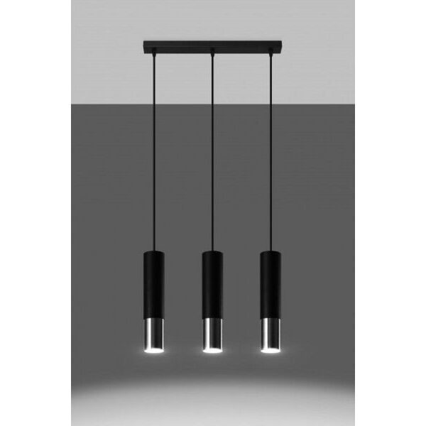 Lampa wisząca Sollux Lampa wisząca LOOPEZ 3L czarny/chrom