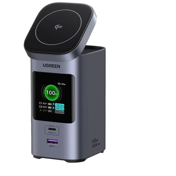 Ładowarka indukcyjna 2w1 / Powerbank Ugreen Nexode 20000mAh, 145W, Qi2, 2x USB-C, USB