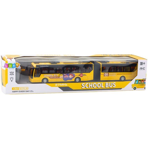 Autobus Szkolny Trolejbus Przegubowy Zdalnie Sterowany RC 1:32 Żółty