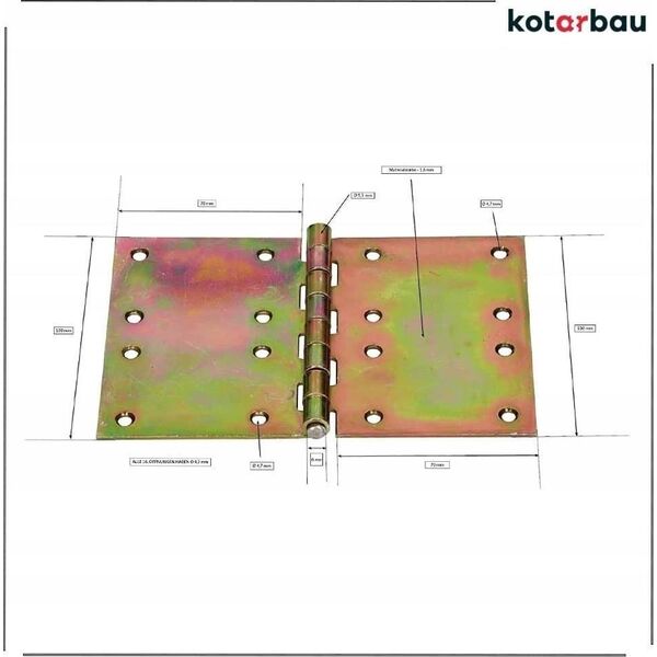 Kotarbau ZAWIAS BUDOWLANY SPLATANY PROSTY 100x150 MM PŁASKI