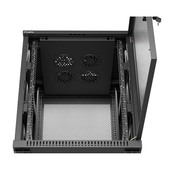 Szafa inastalacyjna rack Lanberg 19'' 15U 600x600 czarna drzwi perforowane (flat pack)