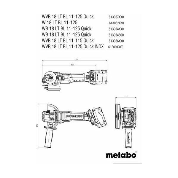Szlifierka Metabo Metabo WB 18 LT BL 11-125 Quick Cordless Angle Grinder