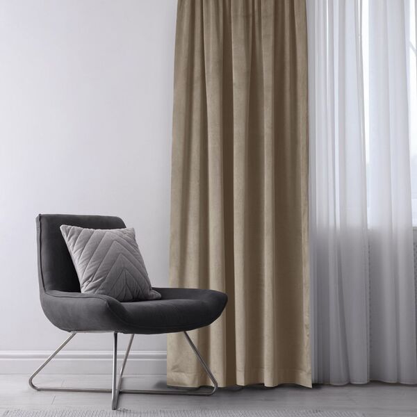 Homede Homede Zasłona VILA velvetowa na flexach 265x225 beżowa wzór 1