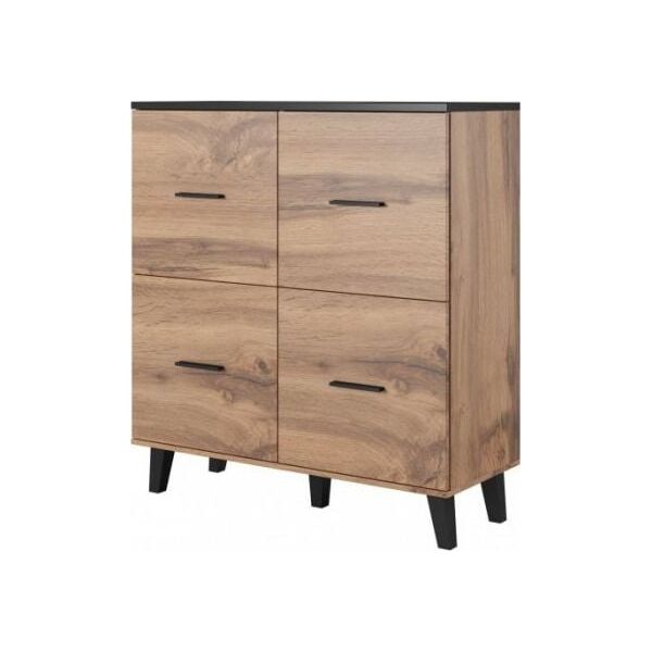 Cama Meble Komoda LOTTA 110 4D wotan + czarny mat
