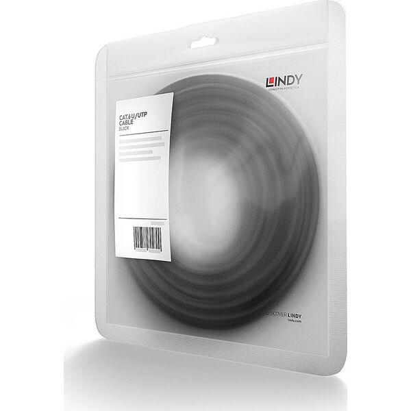 Lindy Lindy 48085 Kabel sieciowy (skrętka) CAT6 U/UTP, czarny - 30m