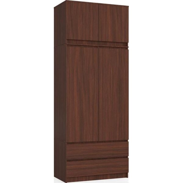Fabryka Mebli Akord SZAFA Z NADSTAWKĄ S 90 cm 2 DRZWI 2 SZUFLADY WENGE