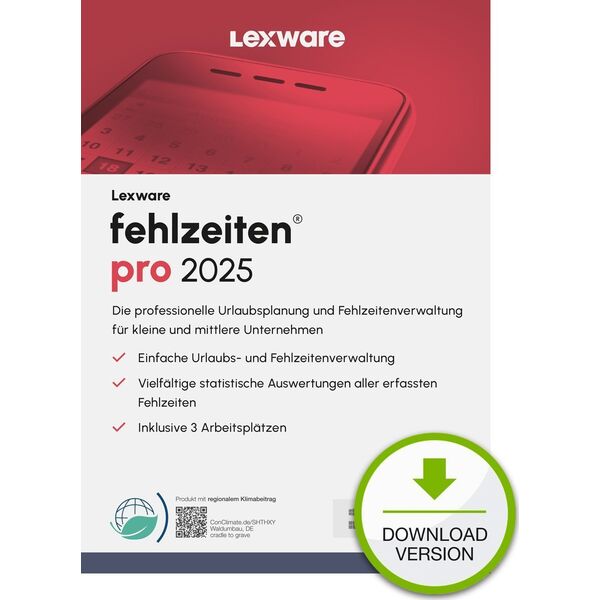 Program Lexware Lexware fehlzeiten pro 2025 "unbegrenzte Laufzeit" Download Zarządzanie liśćmi