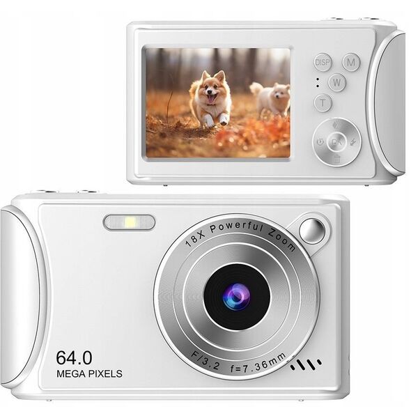 Aparat Cyfrowy Zdjęcia 64mp Filmy 4k / 30fps 18x Zoom Antishake / Xrec Q18 / Biały