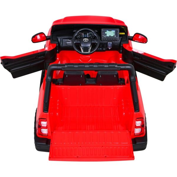 Toyota Hilux na akumulator dla dzieci Czerwony + Napęd 4x4 + Pilot + 2 bagażniki + Radio MP3 + LED
