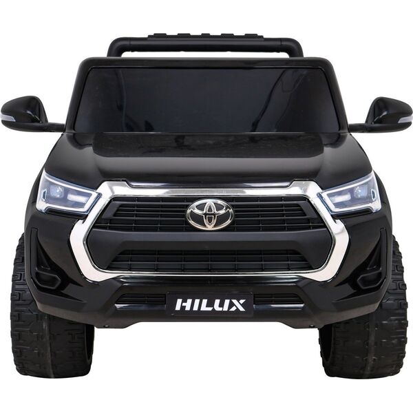 Toyota Hilux na akumulator dla dzieci Czarny + Napęd 4x4 + Pilot + 2 bagażniki + Radio MP3 + LED
