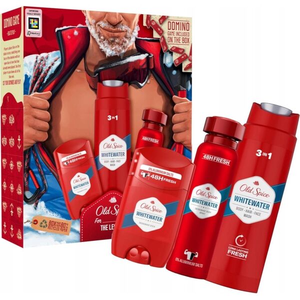 Old Spice zestaw Whitewater żel pod prysznic 250ml   dezodorant 150ml   stick 50ml  2023