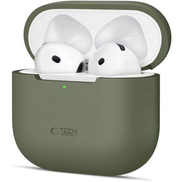 Etui Tech-Protect Silicone na Apple AirPods 4 - oliwkowe
