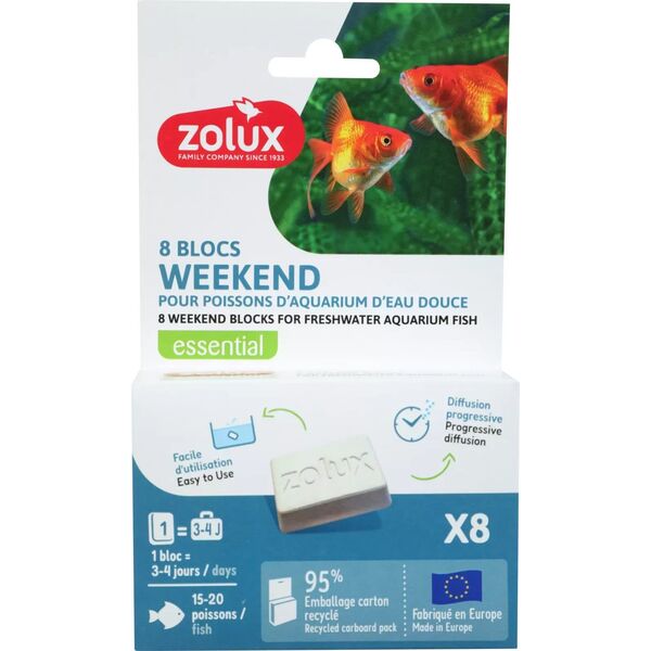 ZOLUX Pokarm wakacyjny dla ryb słodkowodnych, 4 dni nieobecności blok x 8