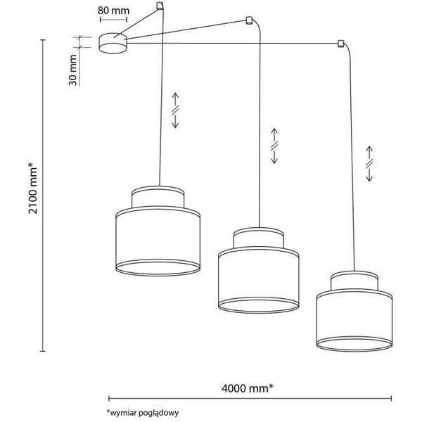 TK Lighting Duo 3140 lampa wisząca zwis 3x15W E27 juta/multikolor