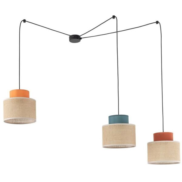 TK Lighting Duo 3140 lampa wisząca zwis 3x15W E27 juta/multikolor