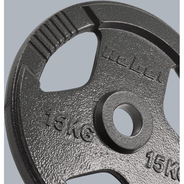 Obciążenie żeliwne olimpijskie zestaw 2x15kg, otwór 51mm, talerz z uchwytami, REBEL ACTIVE