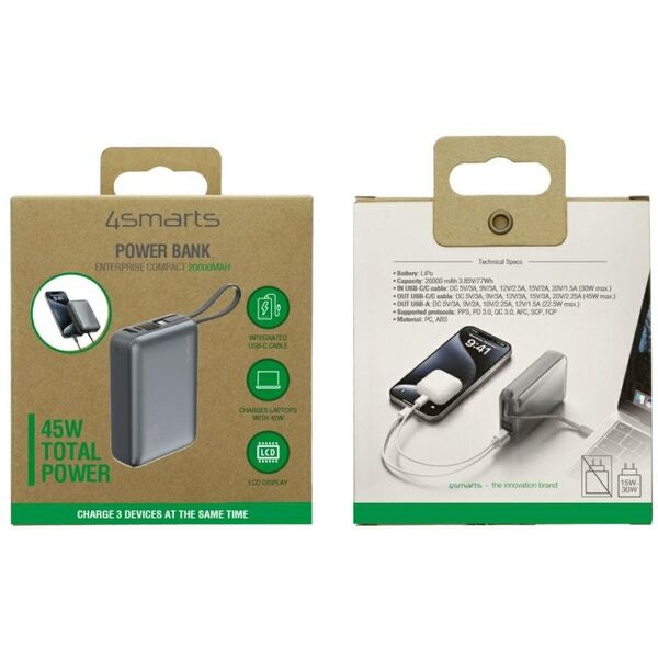 4smarts Powerbank Enterprise Compact 20000mAh 45W, spacegrau